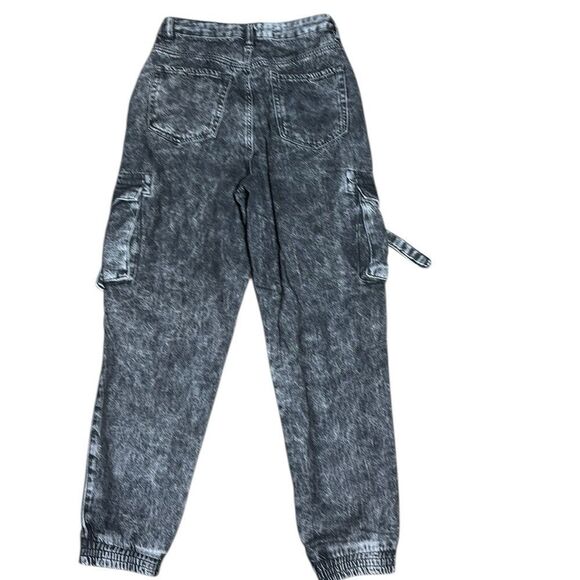 Garage denim women’s 3 cargo jogger jeans in washed black new high waist - Picture 5 of 5